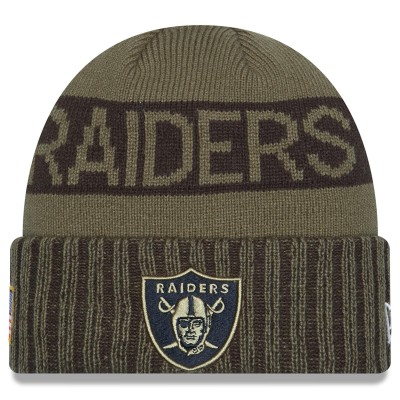 Las Vegas Raiders New Era Dark Green 2025 Salute to Service Cuffed Knit Hat