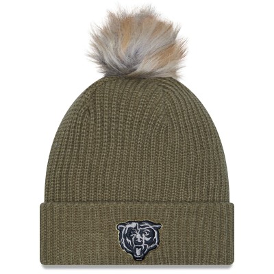 Шапка с помпоном женская Chicago Bears New Era Dark Green 2025 Salute to Service