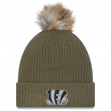 Шапка с помпоном женская Cincinnati Bengals New Era Dark Green 2025 Salute to Service
