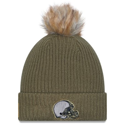 Шапка с помпоном женская Cleveland Browns New Era Dark Green 2025 Salute to Service