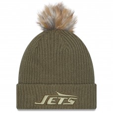 Шапка с помпоном женская New York Jets New Era Dark Green 2025 Salute to Service