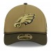 Подростковая Philadelphia Eagles New Era Green/Dark Green 2025 Salute to Service 9FORTY A-Frame Adjustable Hat