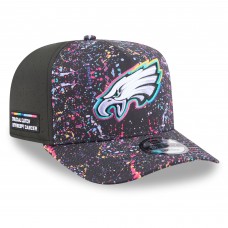 Бейсболка Philadelphia Eagles New Era Black 2025 NFL Crucial Catch A-Frame 9FIFTY Snapback