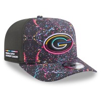 Бейсболка Green Bay Packers New Era Black 2025 NFL Crucial Catch A-Frame 9FIFTY Snapback