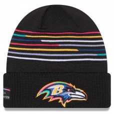 Baltimore Ravens New Era Black 2025 NFL Crucial Catch Cuffed Knit Hat
