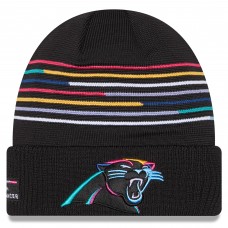 Carolina Panthers New Era Black 2025 NFL Crucial Catch Cuffed Knit Hat