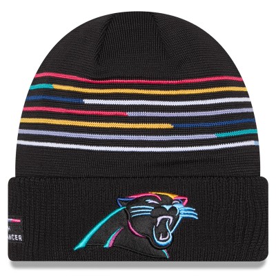 Carolina Panthers New Era Black 2025 NFL Crucial Catch Cuffed Knit Hat