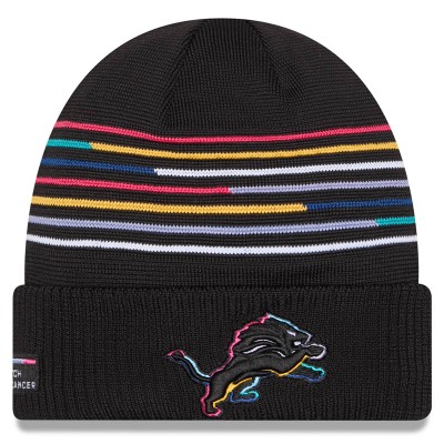 Detroit Lions New Era Black 2025 NFL Crucial Catch Cuffed Knit Hat