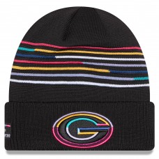 Green Bay Packers New Era Black 2025 NFL Crucial Catch Cuffed Knit Hat