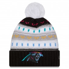Шапка с помпоном женская Carolina Panthers New Era Black 2025 NFL Crucial Catch