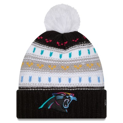 Шапка с помпоном женская Carolina Panthers New Era Black 2025 NFL Crucial Catch