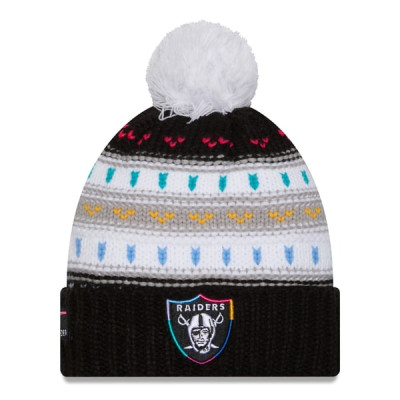 Женская шапка с помпоном Las Vegas Raiders New Era 2025 NFL Crucial Catch Cuffed - Black