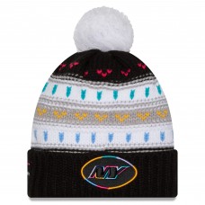 Шапка с помпоном женская New York Jets New Era Black 2025 NFL Crucial Catch