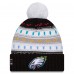 Шапка с помпоном женская Philadelphia Eagles New Era Black 2025 NFL Crucial Catch