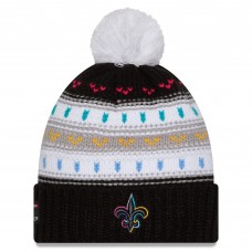 Шапка с помпоном женская New Orleans Saints New Era Black 2025 NFL Crucial Catch