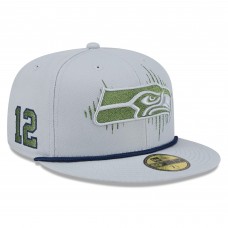 Бейсболка Seattle Seahawks New Era Wolf Gray 2025 Rivalries Collection Sideline Rope 59FIFTY