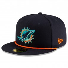 Бейсболка Miami Dolphins New Era Pitch Blue 2025 Rivalries Collection Sideline Rope 59FIFTY