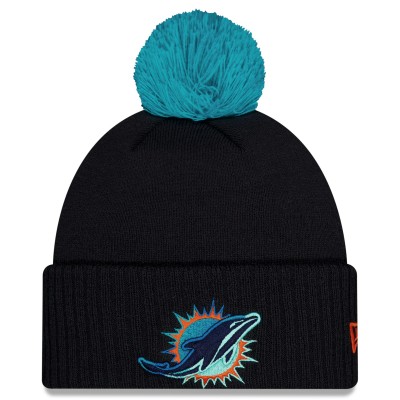 Шапка с помпоном Miami Dolphins New Era Pitch Blue 2025 Rivalries Collection Sideline