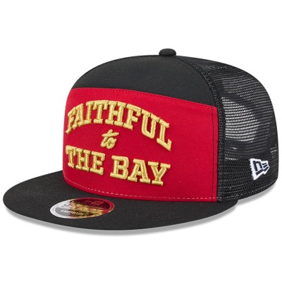 Бейсболка San Francisco 49ers New Era Scarlet/Black 2025 Rivalries Collection Team Split Panel 9FIFTY Snapback