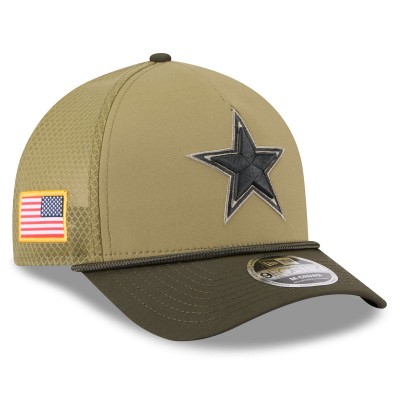 Бейсболка Dallas Cowboys New Era Green 2025 Salute to Service 9FORTY A-Frame M-Crown
