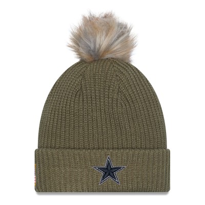 Шапка с помпоном женская Dallas Cowboys New Era Dark Green 2025 Salute to Service