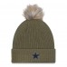 Шапка с помпоном женская Dallas Cowboys New Era Dark Green 2025 Salute to Service