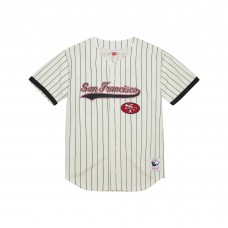 San Francisco 49ers Jerry Rice Mitchell & Ness Cream Name & Number Mesh Button-Up Baseball Jersey