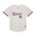 Minnesota Vikings Randy Moss Mitchell & Ness Cream Name & Number Mesh Button-Up Baseball Jersey