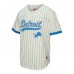 Detroit Lions Barry Sanders Mitchell & Ness Cream Name & Number Mesh Button-Up Baseball Jersey