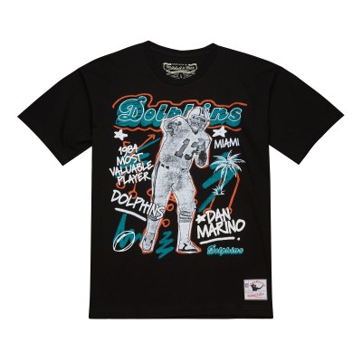 Miami Dolphins Dan Marino Mitchell & Ness Black Chalked Up Player Graphic T-Shirt