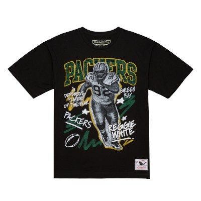 Футболка Green Bay Packers Reggie White Mitchell & Ness Black Chalked Up Player Graphic