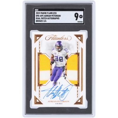 Adrian Peterson Minnesota Vikings Autographed 2023 Panini Flawless Bronze Dual 2 Color Relic #DPA-APE #3/6 SGC Authenticated 9 Card