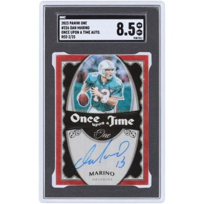 Dan Marino Miami Dolphins Autographed 2023 Panini One Red Once Upon A Time #326 #2/25 SGC Authenticated 8.5 Card