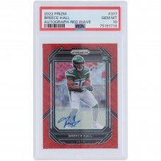 Breece Hall New York Jets Autographed 2022 Panini Prizm Red Wave Prizm #317 #128/149 PSA Authenticated 10 Rookie Card Breece Hall New York Jets Autographed 2022 Panini Prizm Red Wave Prizm #317 #128/149 PSA Authenticated 10 Rookie Card