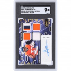 Audric Estime Denver Broncos Autographed 2024 Panini Absolute Rookie Premiere Quad 3 Color Relic #RPMA-AEE #188/299 SGC Authenticated 9 Rookie Card