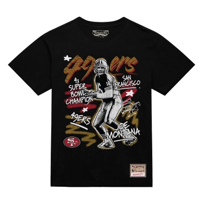 San Francisco 49ers Joe Montana Mitchell & Ness Black Chalked Up Player Graphic T-Shirt