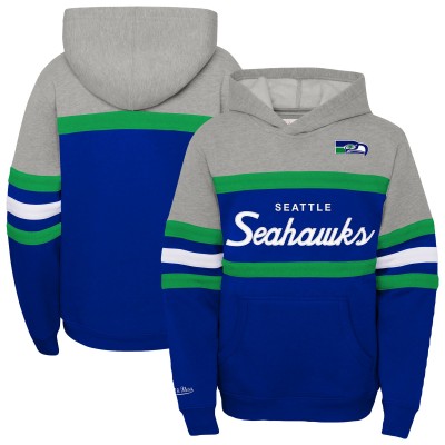 Подростковая толстовка Seattle Seahawks Mitchell & Ness Royal Throwback Head Coach