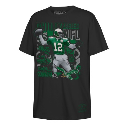 Подростковая Philadelphia Eagles Randall Cunningham Mitchell & Ness Black Star Player T-Shirt
