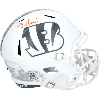 JaMarr Chase Cincinnati Bengals Autographed Fanatics Authentic Riddell 2024 Salute To Service Speed Replica Helmet