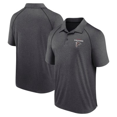 Atlanta Falcons Logo Athletic Heather Charcoal Making Waves Raglan Polo