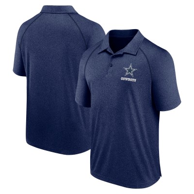 Dallas Cowboys Logo Athletic Heather Navy Making Waves Raglan Polo