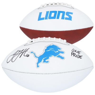 Jared Goff Detroit Lions Autographed Fanatics Authentic Franklin White Panel Football with One Pride Inscription