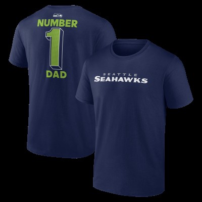 Seattle Seahawks College Navy #1 Dad Jersey T-Shirt