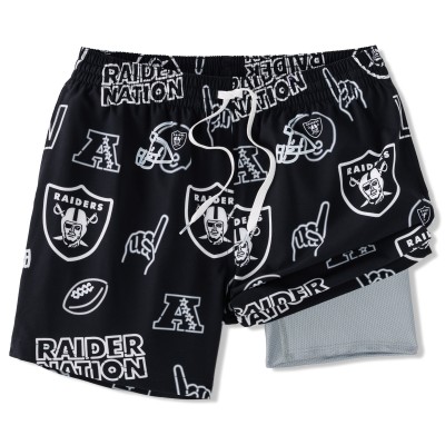 Las Vegas Raiders Chubbies Black The Neon 5.5 Classic Lined Swim Trunks