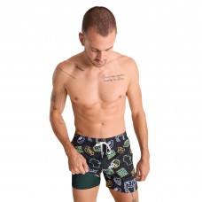 Green Bay Packers Chubbies Black The Neon 5.5 Classic Lined Swim Trunks