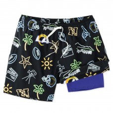 Los Angeles Rams Chubbies The Neon 5.5 Classic Lined Swim Trunks - Black