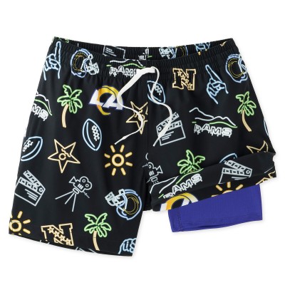 Los Angeles Rams Chubbies The Neon 5.5 Classic Lined Swim Trunks - Black