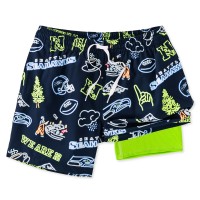 Seattle Seahawks Chubbies Navy The Neon 5.5 Classic Lined Swim Trunks