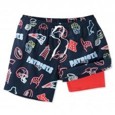 New England Patriots Chubbies Navy The Neon 5.5 Classic Lined Swim Trunks