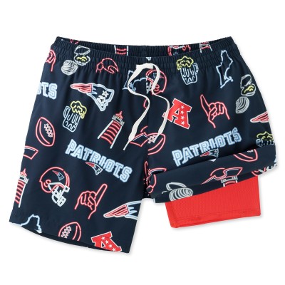 New England Patriots Chubbies Navy The Neon 5.5 Classic Lined Swim Trunks
